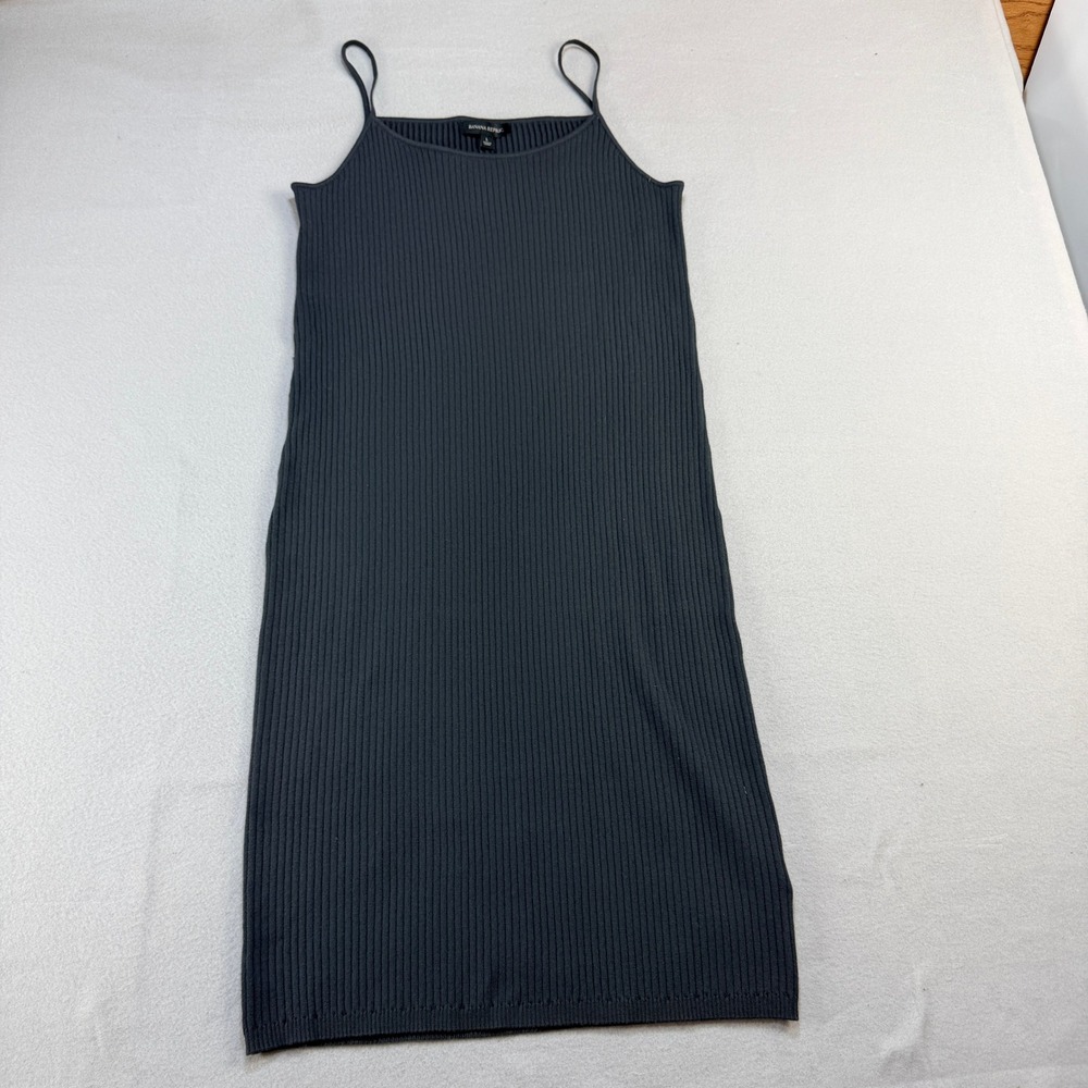 Banana Republic Womens Sz L Ribbed UV Resistant Midi Sweater Dress Gray UPF 40+
